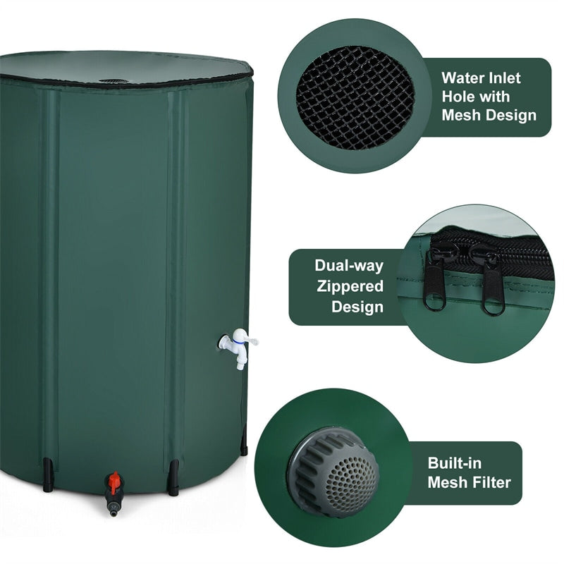 100 Gallon Collapsible Rain Barrel Portable Water Collector Tank Water Storage