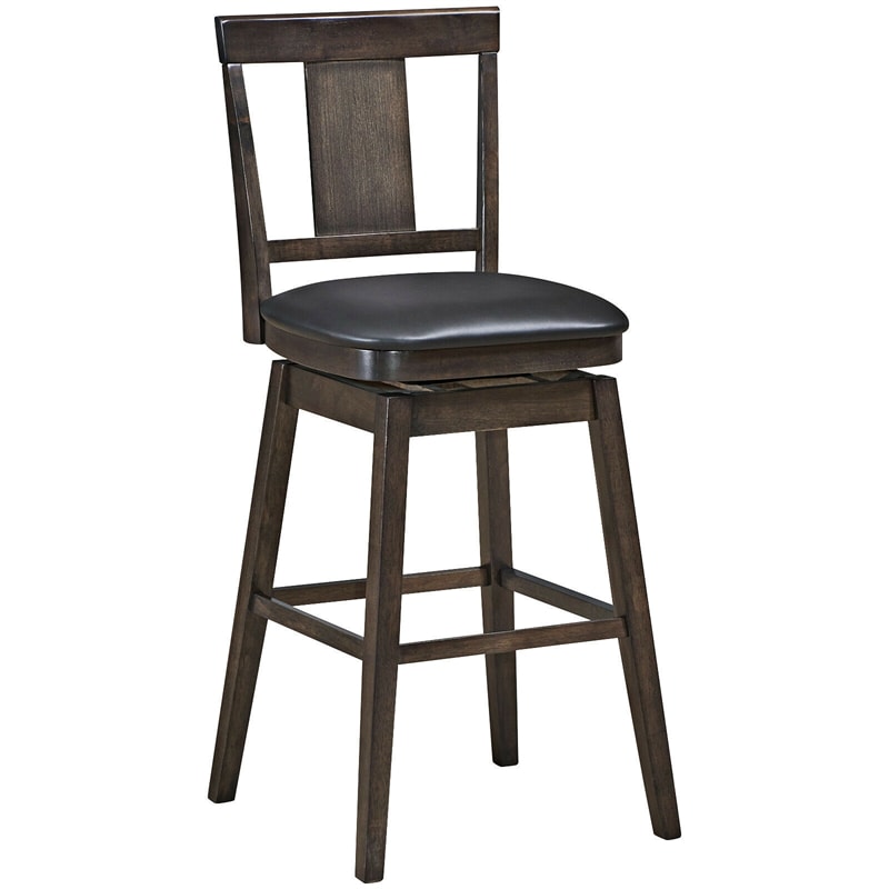 360° Swivel Upholstered Counter Height Bar Stool 29 Inch Dining Chair with Rubber Wood Legs