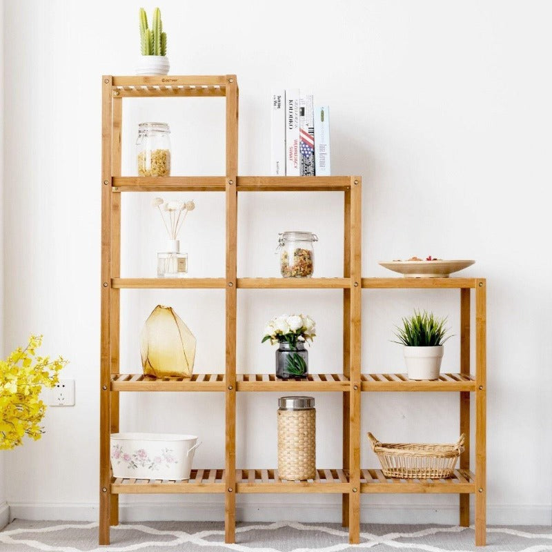 5-Tier Multifunctional Bamboo Plant Display Stand Organizer