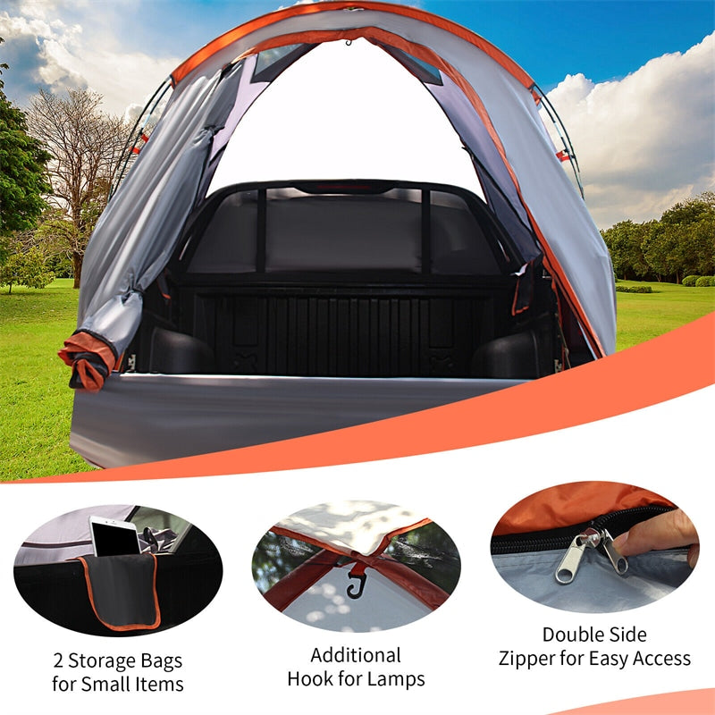 2-Person Pickup Truck Tent 5.5’-5.8’ Portable Truck Bed Tent with Removable Rainfly & Carrying Bag