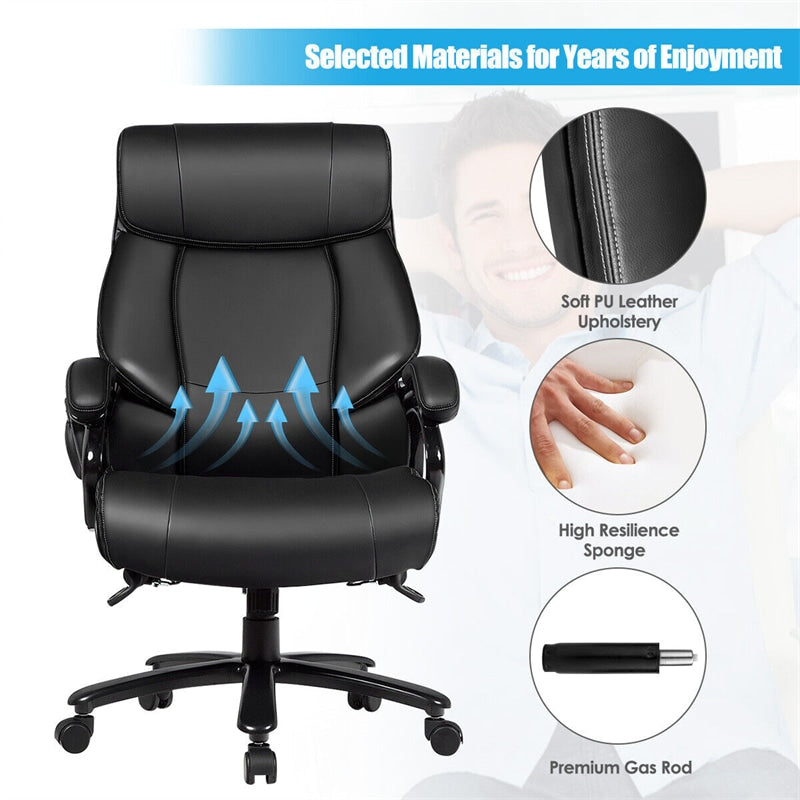 Big & Tall Office Chair 500lbs Ergonomic Swivel Executive Chair PU Leather Adjustable Computer Chair with 6 Massage Points