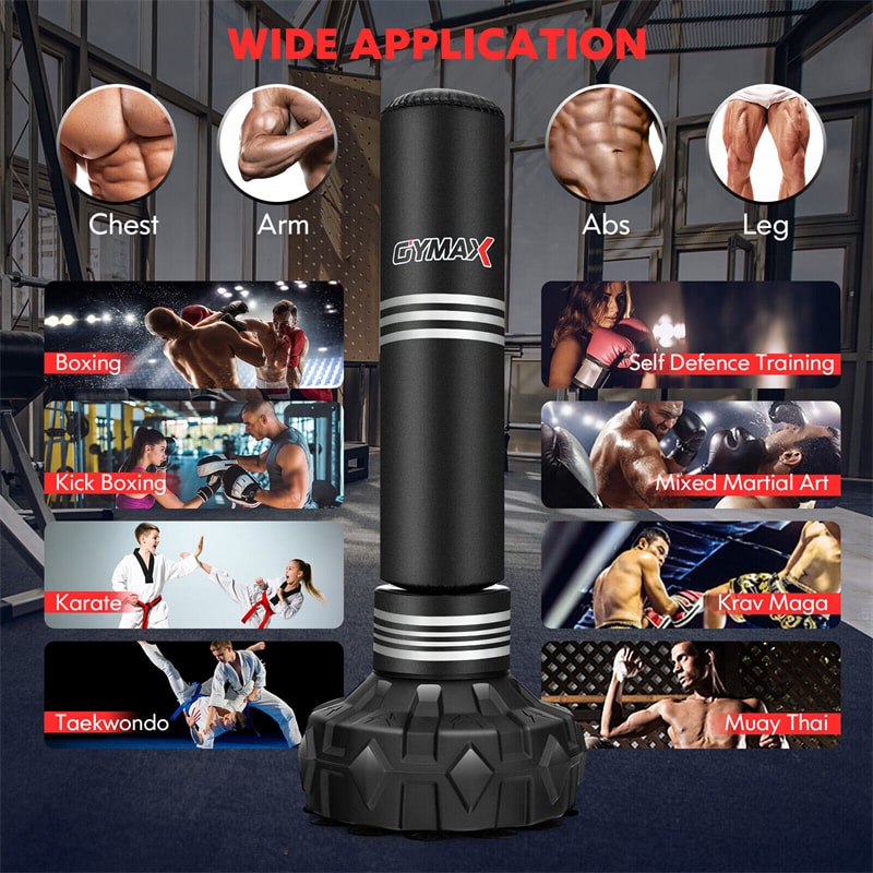 67" Freestanding Punching Bag 220LBS Heavy Boxing Bag Kickboxing Bag with 12 Suction Cup Base Shock Absorber for Adults Youth