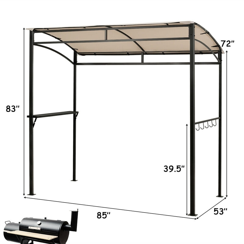 7' x 4.5' Outdoor Grill Gazebo Patio Garden BBQ Canopy Shelter with Serving Shelf & Storage Hooks