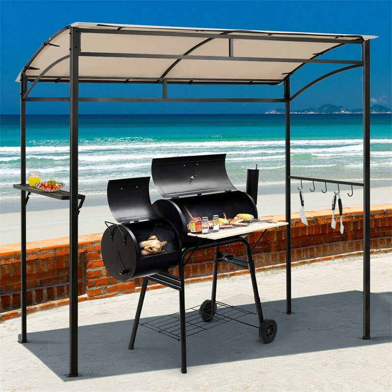 7' x 4.5' Outdoor Grill Gazebo Patio Garden BBQ Canopy Shelter with Serving Shelf & Storage Hooks