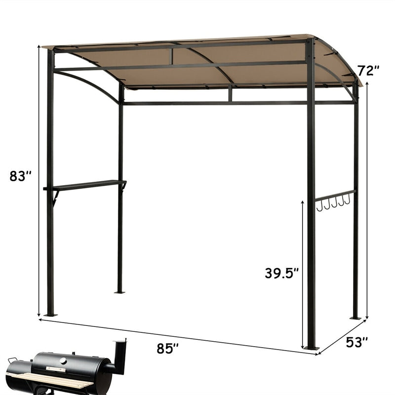 7' x 4.5' Outdoor Grill Gazebo Patio Garden BBQ Canopy Shelter with Serving Shelf & Storage Hooks