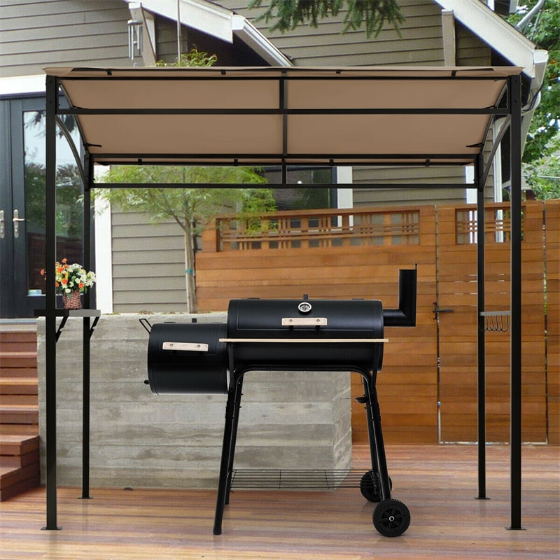 7' x 4.5' Outdoor Grill Gazebo Patio Garden BBQ Canopy Shelter with Serving Shelf & Storage Hooks