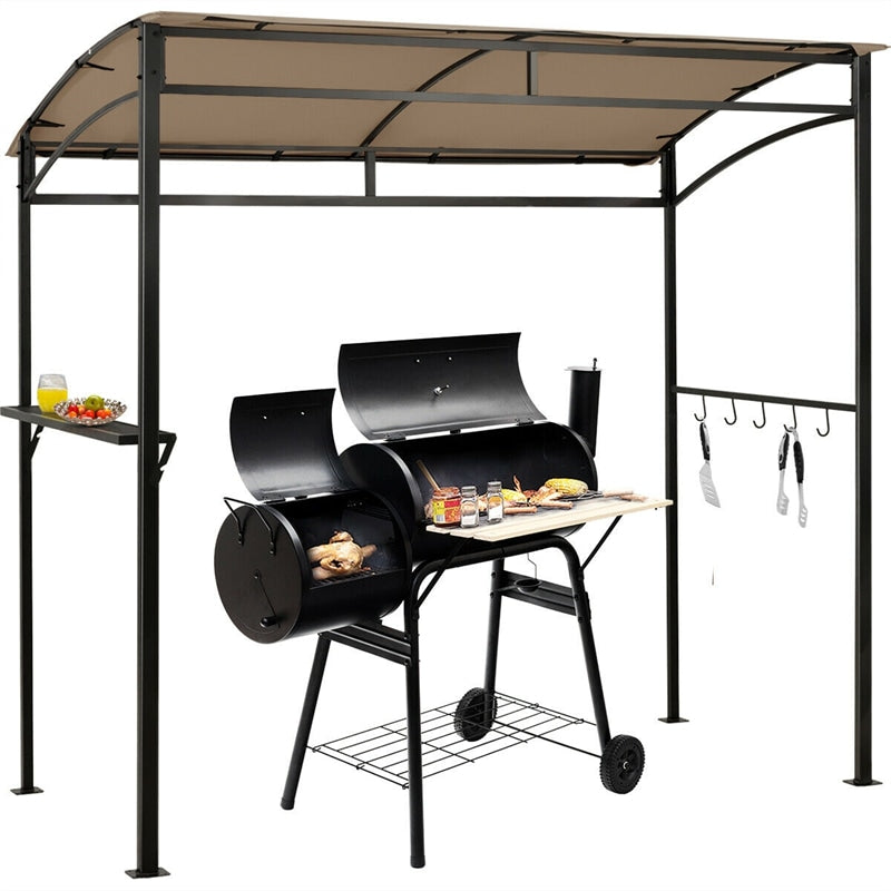 7' x 4.5' Outdoor Grill Gazebo Patio Garden BBQ Canopy Shelter with Serving Shelf & Storage Hooks