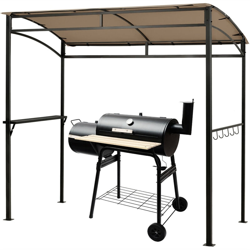 7' x 4.5' Outdoor Grill Gazebo Patio Garden BBQ Canopy Shelter with Serving Shelf & Storage Hooks