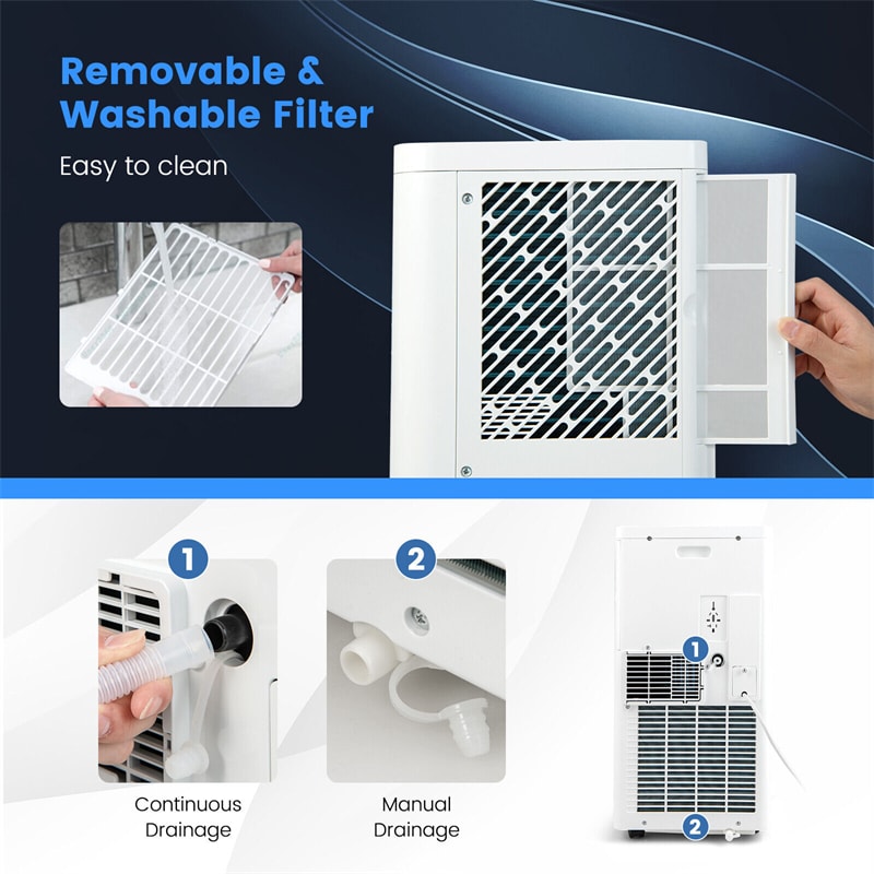 8000 BTU Portable Air Conditioner 3-in-1 AC Unit Built-in Dehumidifier & Fan with Remote Control & Window Installation Kit