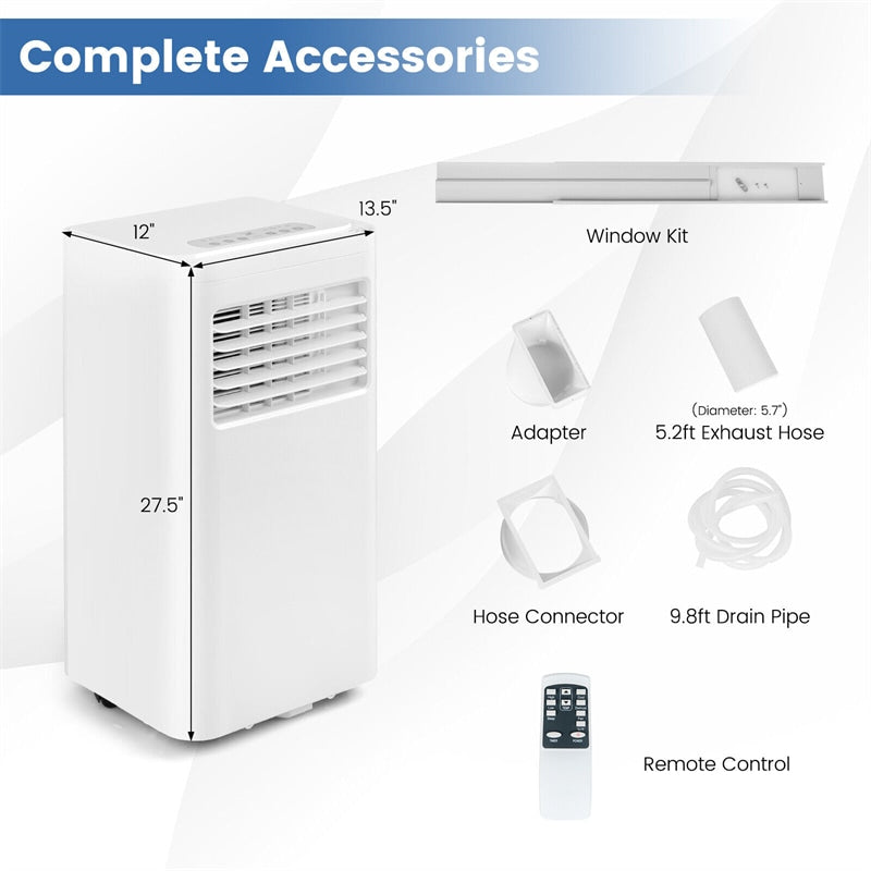 8000 BTU Portable Air Conditioner 3-in-1 AC Unit Built-in Dehumidifier & Fan with Remote Control & Window Installation Kit