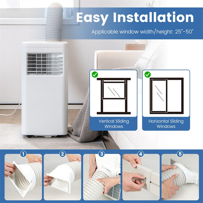 8000 BTU Portable Air Conditioner 3-in-1 AC Unit Built-in Dehumidifier & Fan with Remote Control & Window Installation Kit