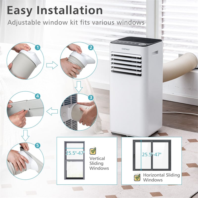 8000 BTU Portable Air Conditioner with Remote Control, 3-in-1 Air Cooler with Fan, Dehumidifier & Sleep Mode