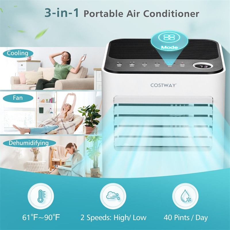 8000 BTU Portable Air Conditioner with Remote Control, 3-in-1 Air Cooler with Fan, Dehumidifier & Sleep Mode