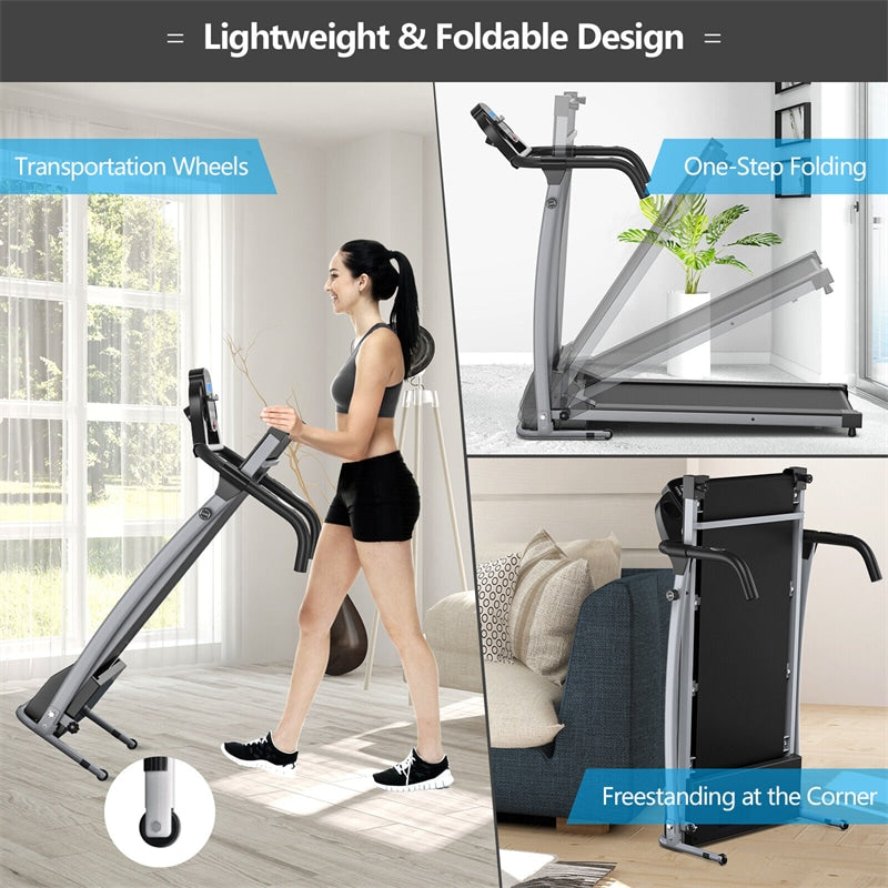 800W Folding Treadmill Electric Motorized Power Running Fitness Machine with LED Display