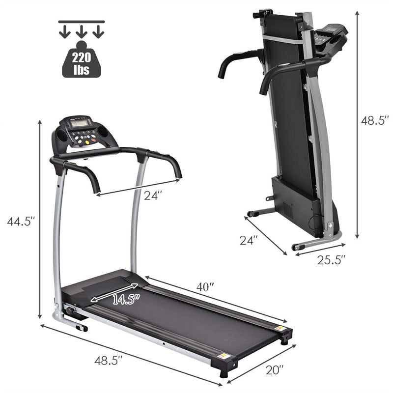 800W Folding Treadmill Electric Motorized Power Running Fitness Machine with LED Display