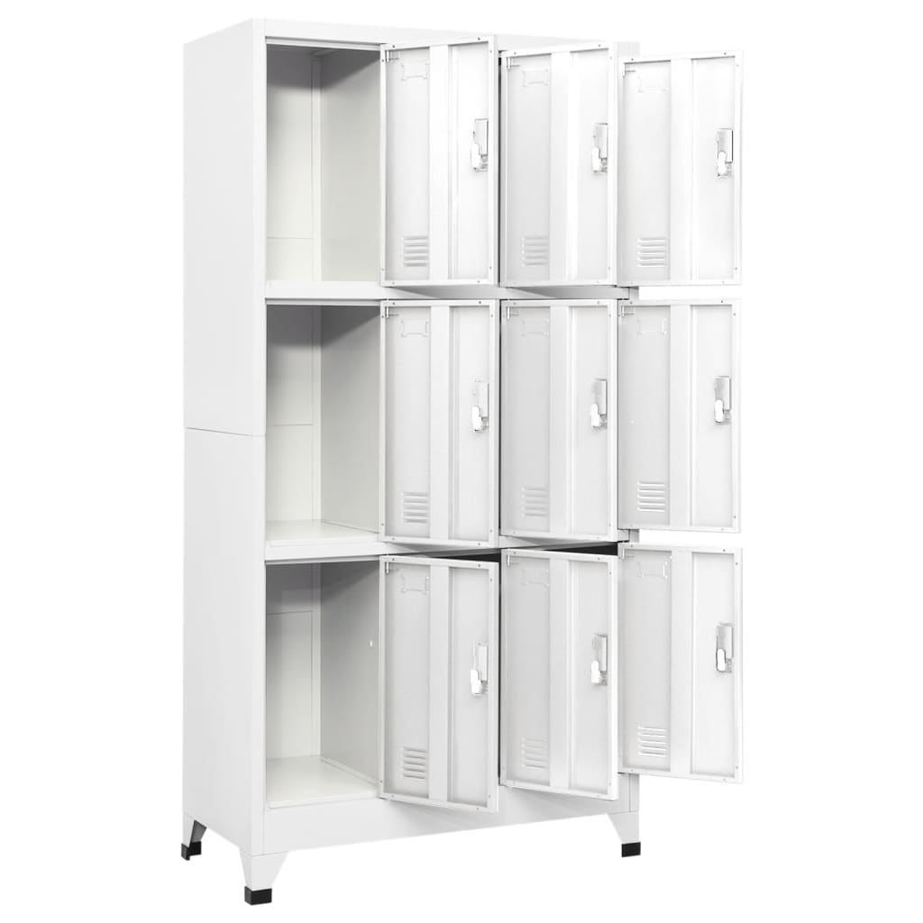 Locker Cabinet with 9 Compartments Steel 35.4"x17.7"x70.9" Gray