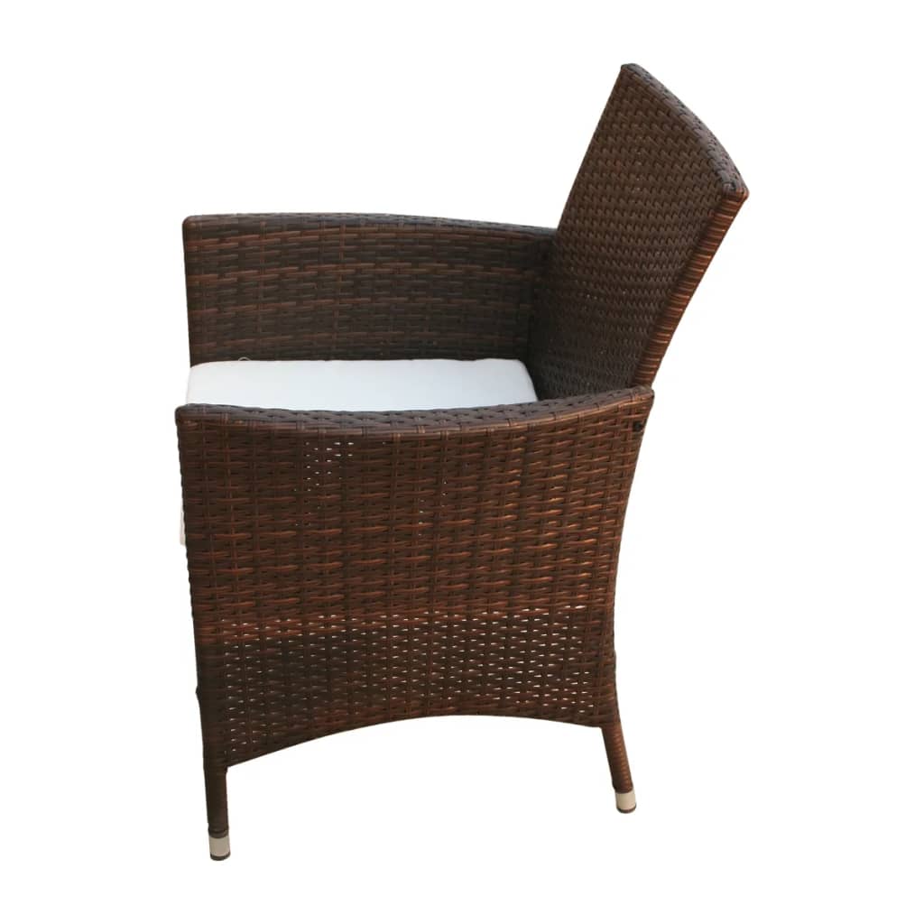 Patio Chairs 2 pcs Poly Rattan Brown