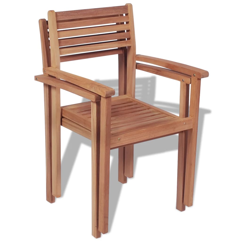 Stackable Patio Chairs 2 pcs Solid Teak Wood