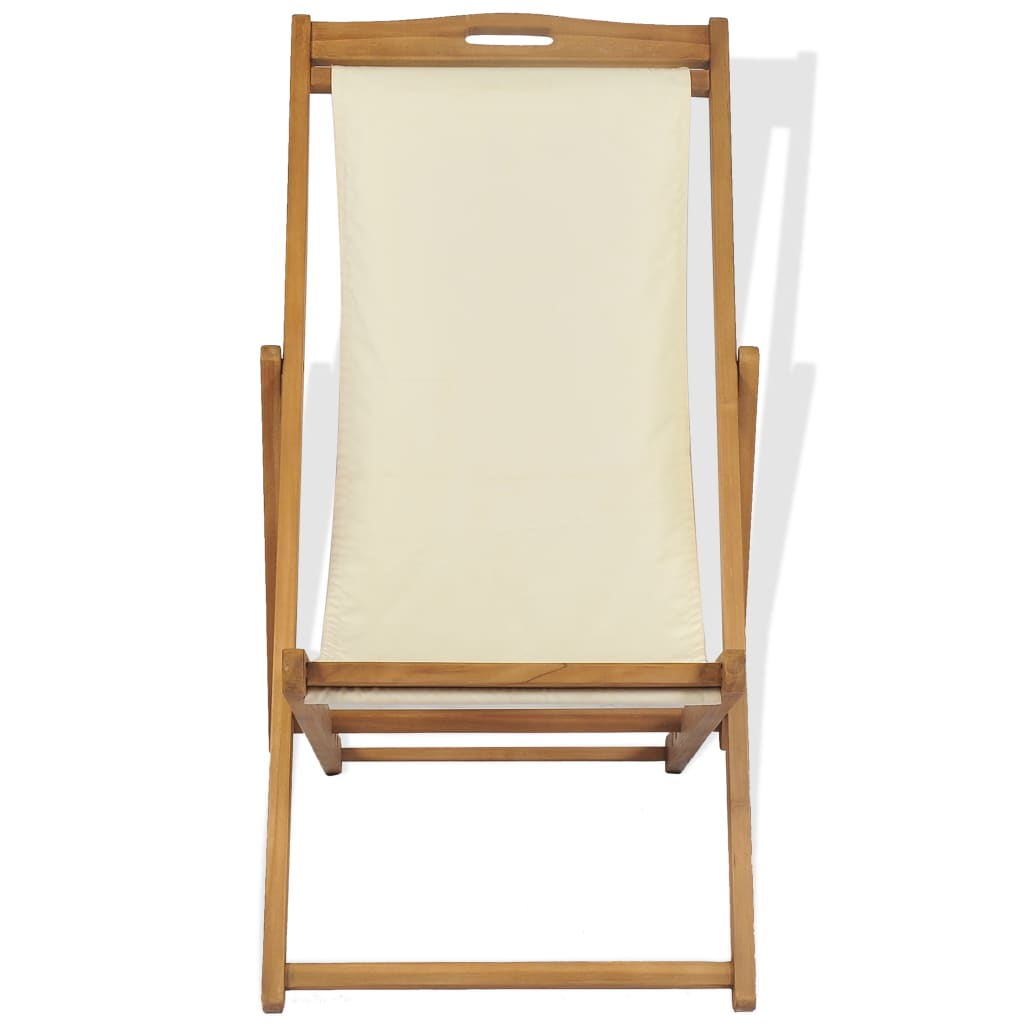 Deck Chair Teak 22.1"x41.3"x37.8" Cream