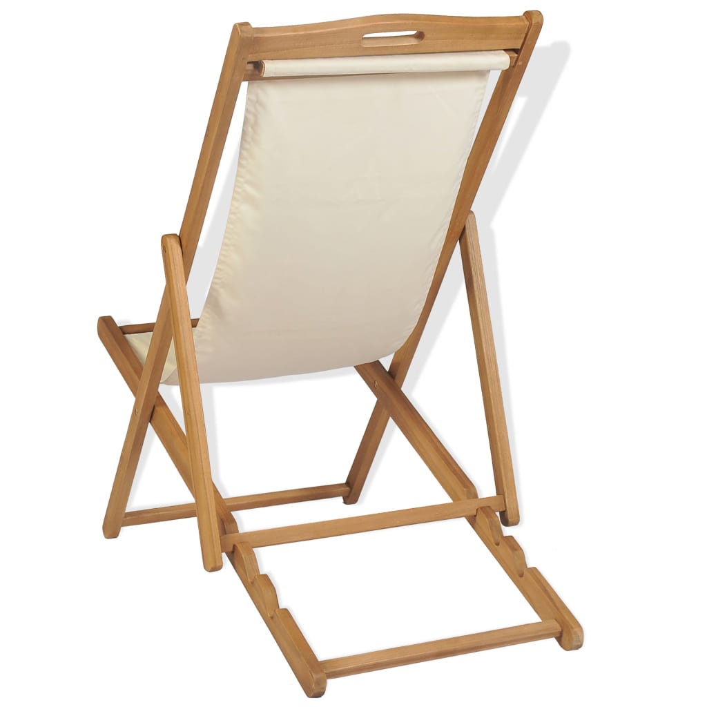 Deck Chair Teak 22.1"x41.3"x37.8" Cream