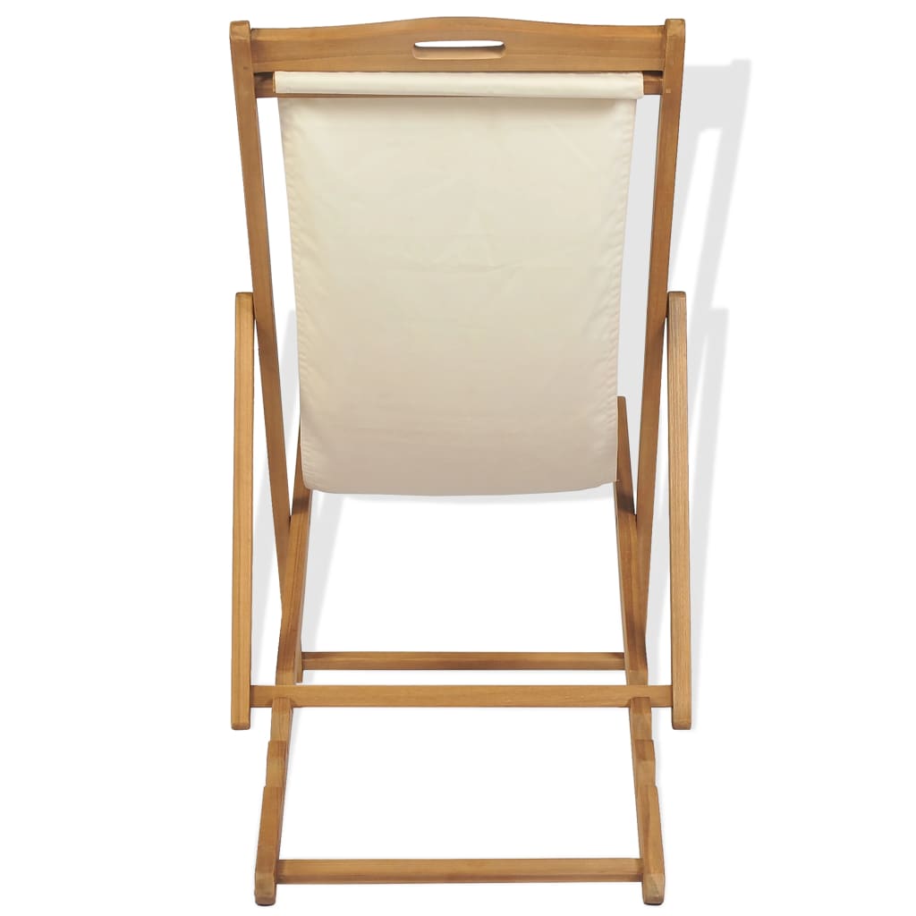 Deck Chair Teak 22.1"x41.3"x37.8" Cream