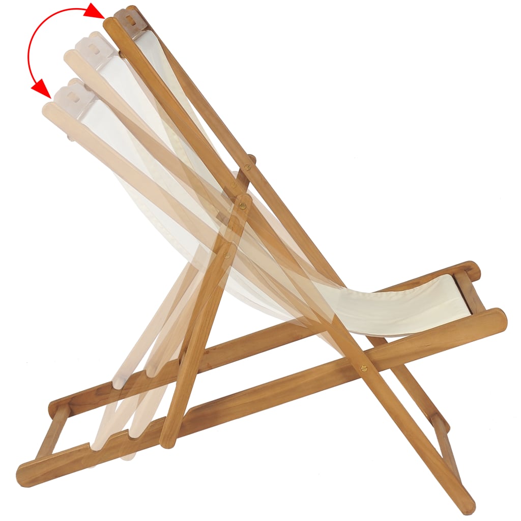 Deck Chair Teak 22.1"x41.3"x37.8" Cream