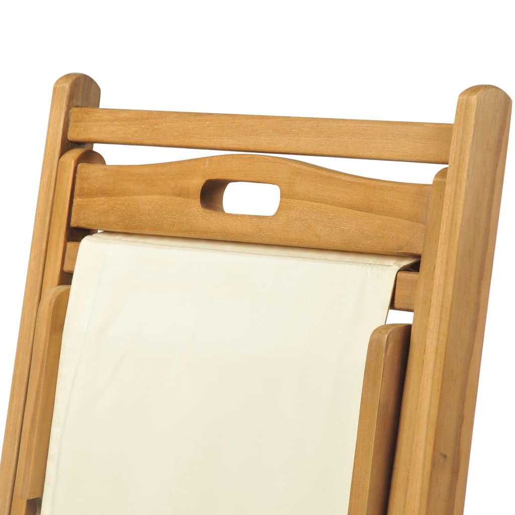 Deck Chair Teak 22.1"x41.3"x37.8" Cream