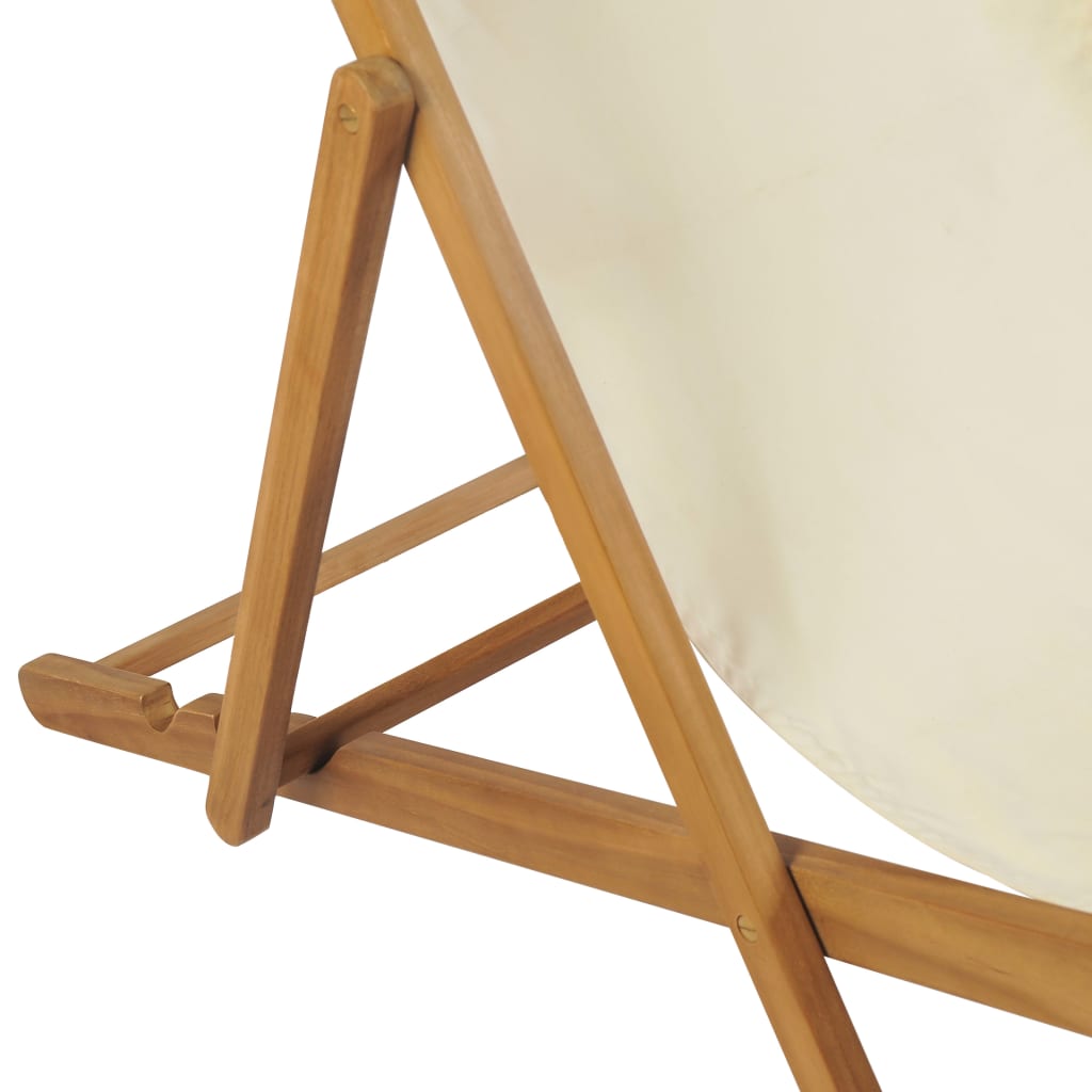 Deck Chair Teak 22.1"x41.3"x37.8" Cream