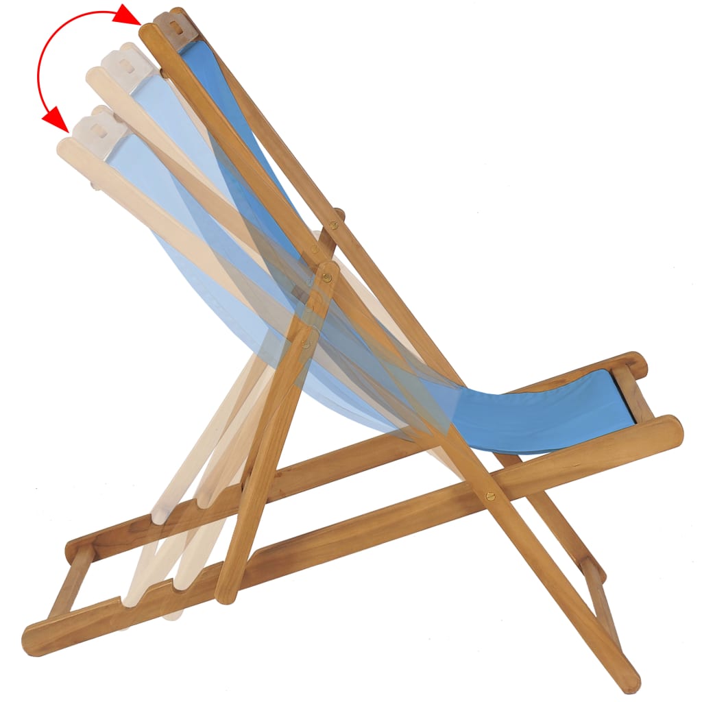 Deck Chair Teak 22.1"x41.3"x37.8" Blue