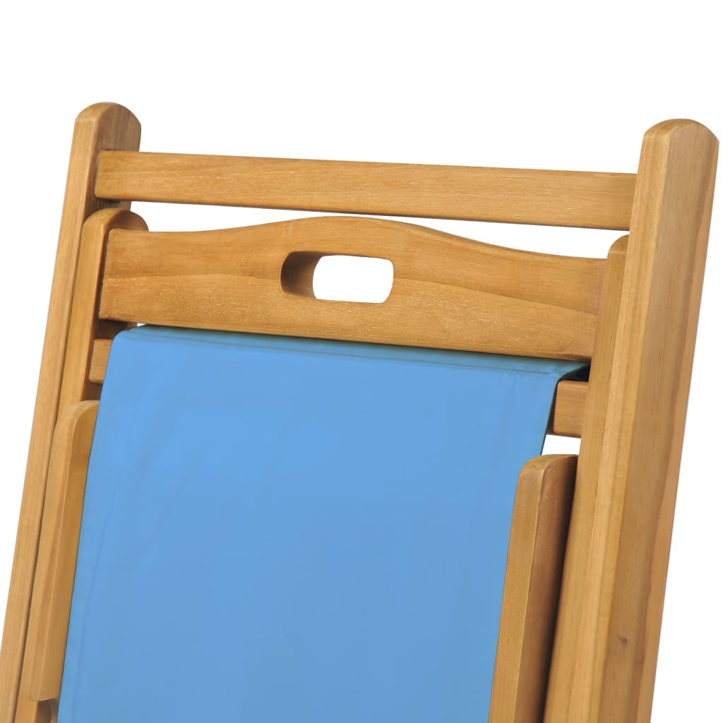 Deck Chair Teak 22.1"x41.3"x37.8" Blue