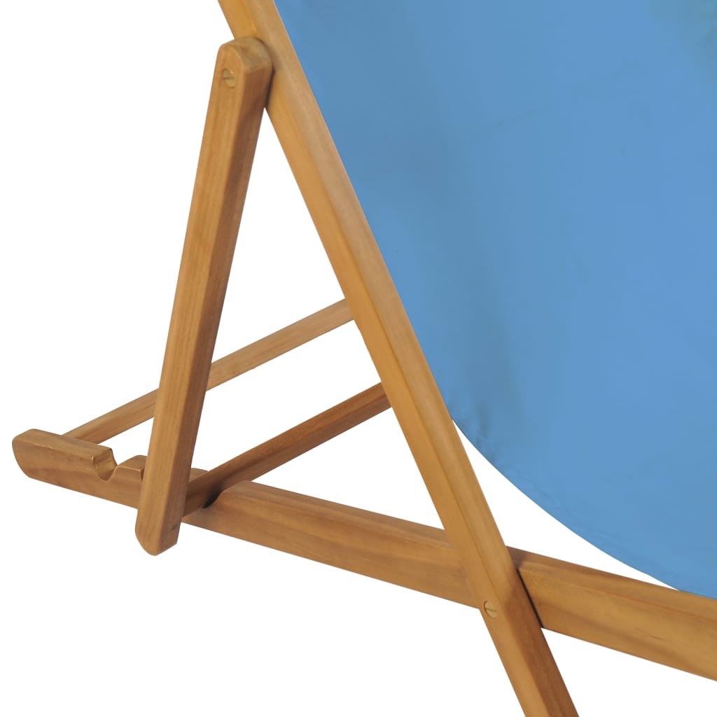 Deck Chair Teak 22.1"x41.3"x37.8" Blue