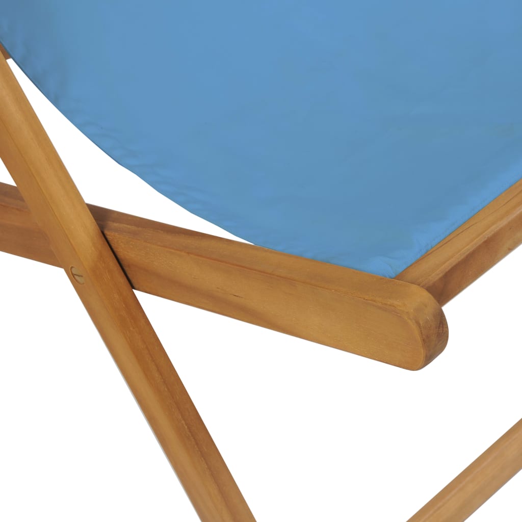 Deck Chair Teak 22.1"x41.3"x37.8" Blue