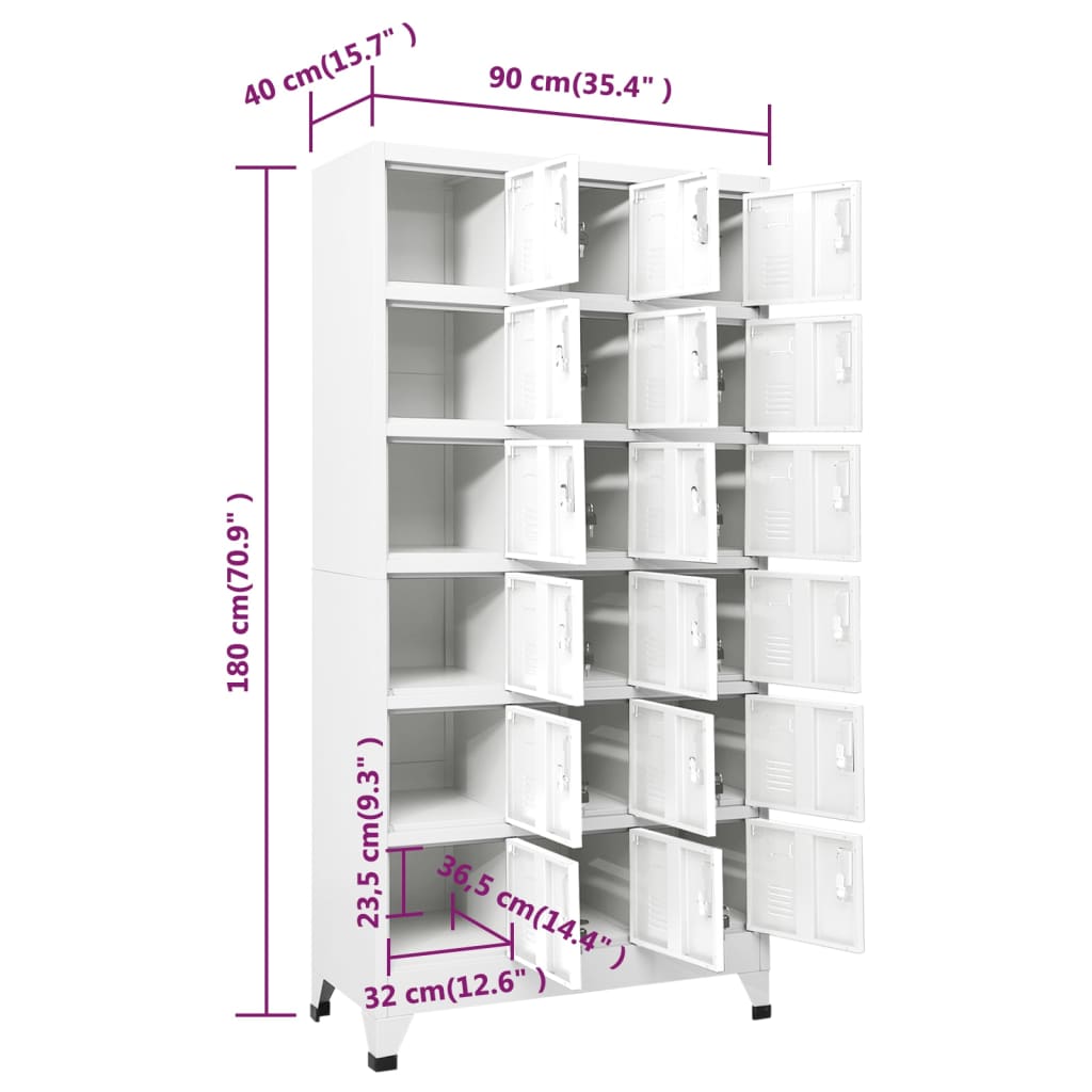 Locker Cabinet with 18 Compartments Metal 35.4"x15.7"x70.9"