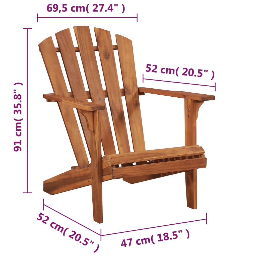 Patio Adirondack Chair Solid Acacia Wood