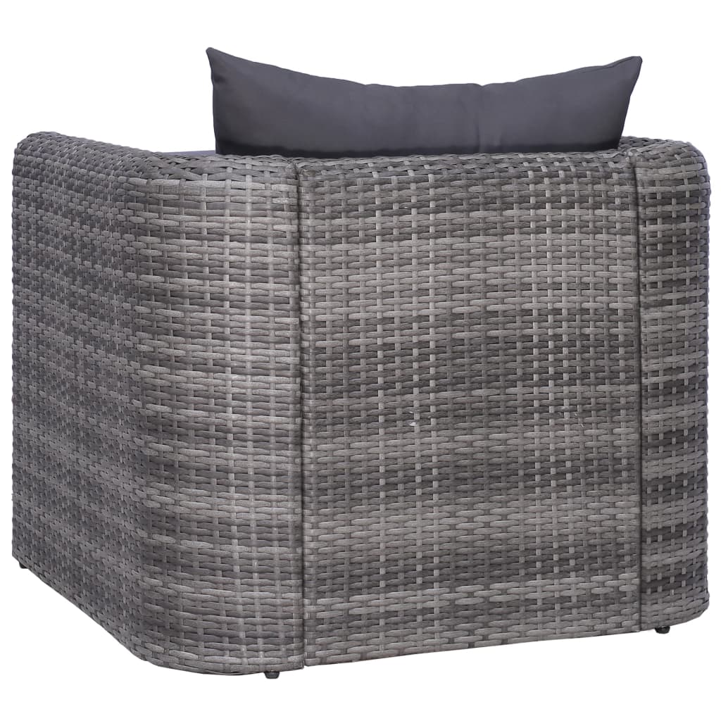 Patio Chair with Cushion and Pillow Poly Rattan Gray