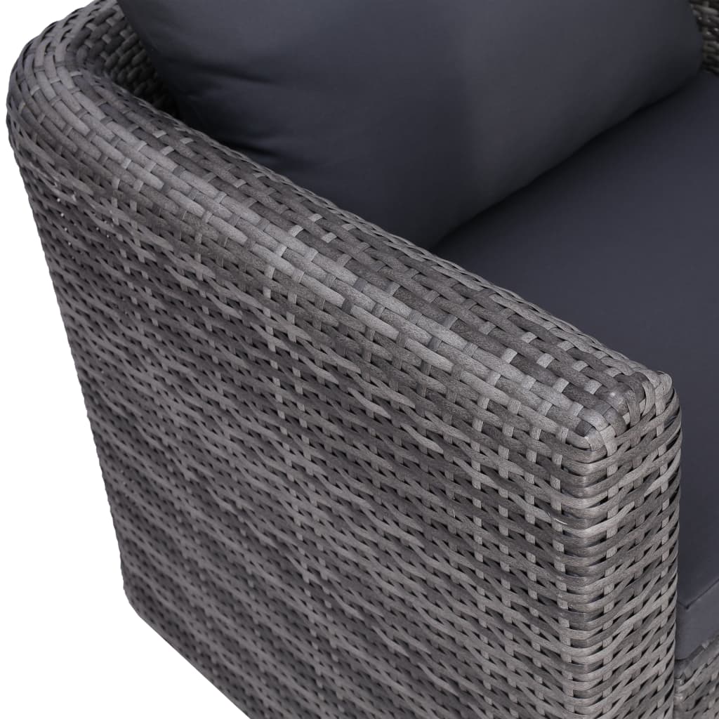 Patio Chair with Cushion and Pillow Poly Rattan Gray