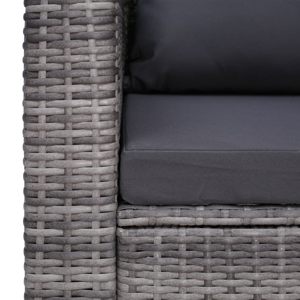 Patio Chair with Cushion and Pillow Poly Rattan Gray