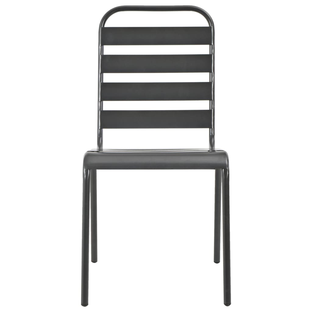 Stackable Patio Chairs 2 pcs Steel Gray