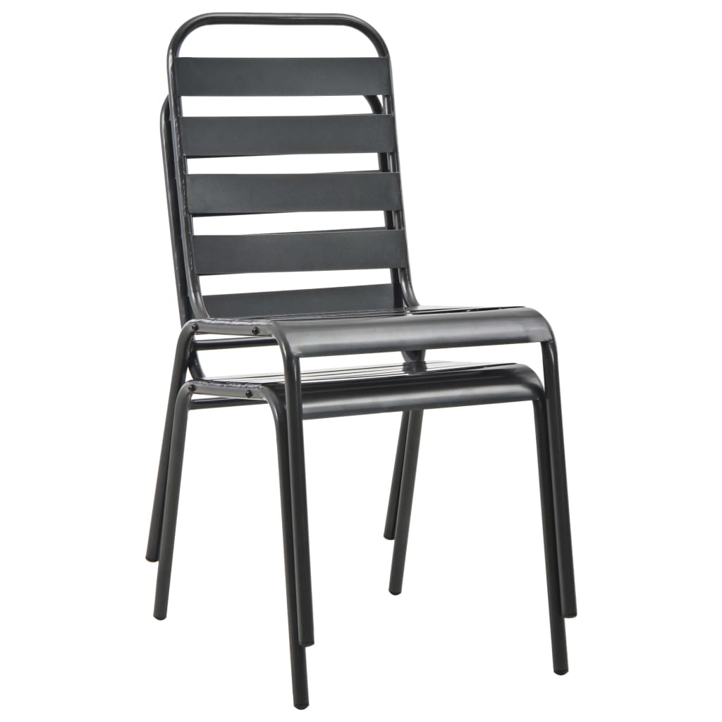 Stackable Patio Chairs 2 pcs Steel Gray