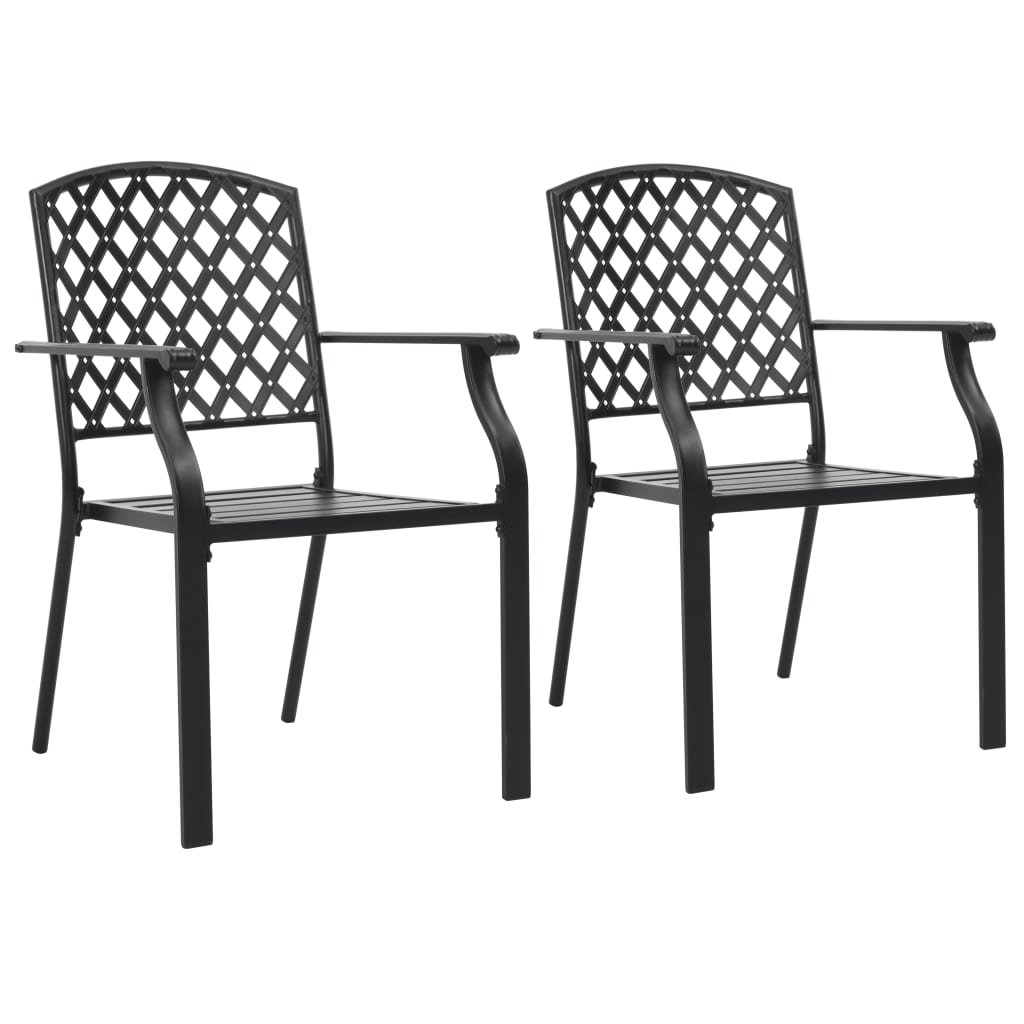 Stackable Patio Chairs 2 pcs Steel Black