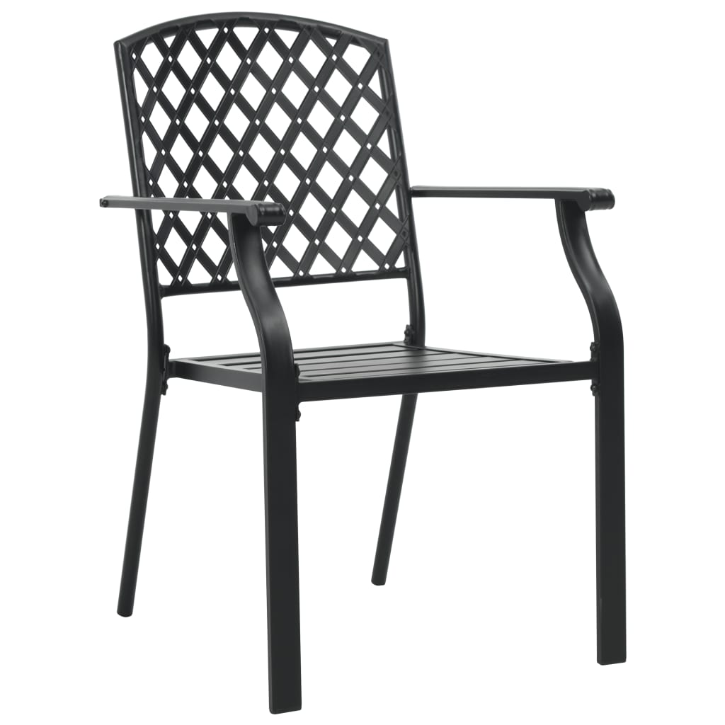 Stackable Patio Chairs 2 pcs Steel Black