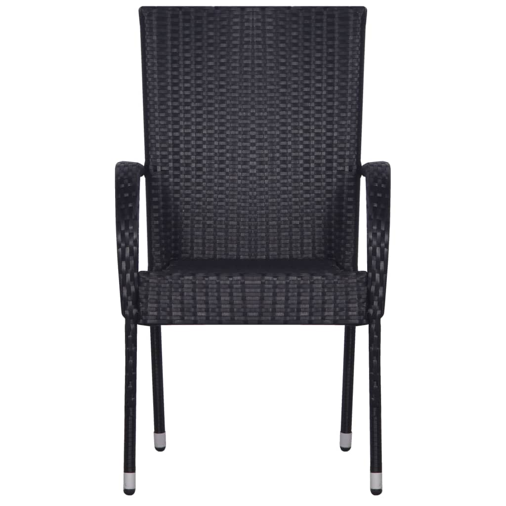 Stackable Patio Chairs 2 pcs Poly Rattan Black