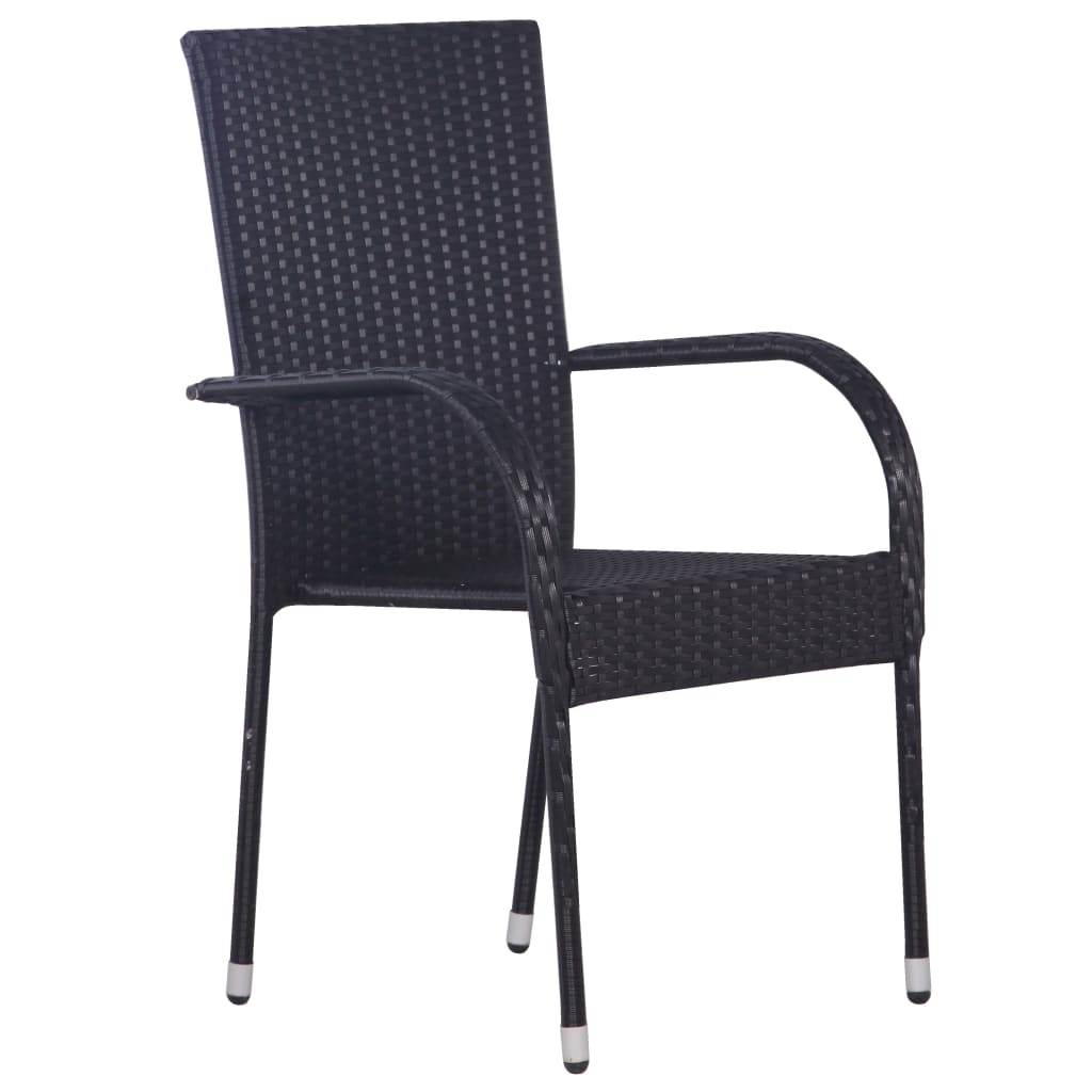 Stackable Patio Chairs 2 pcs Poly Rattan Black