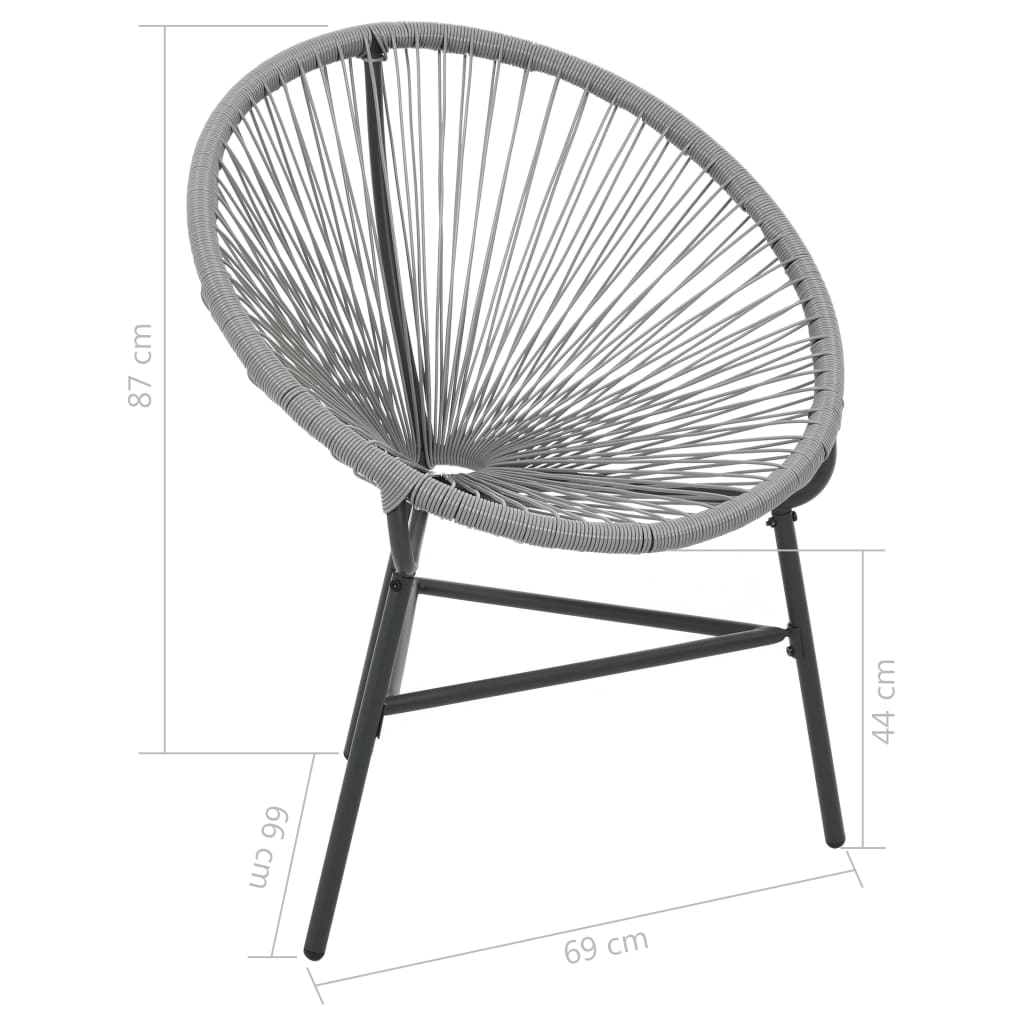 Patio Moon Chair Poly Rattan Gray