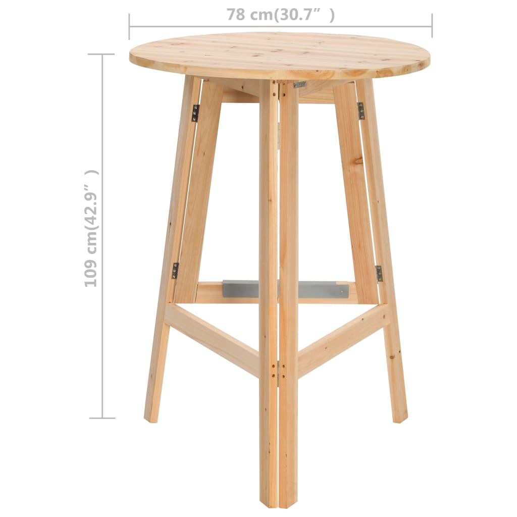 Foldable Bar Table 30.7" Fir Wood