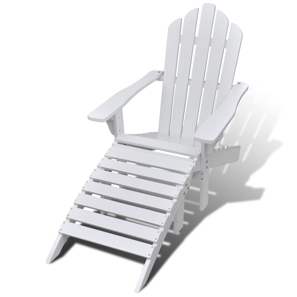 Patio Chair with Ottoman Wood White