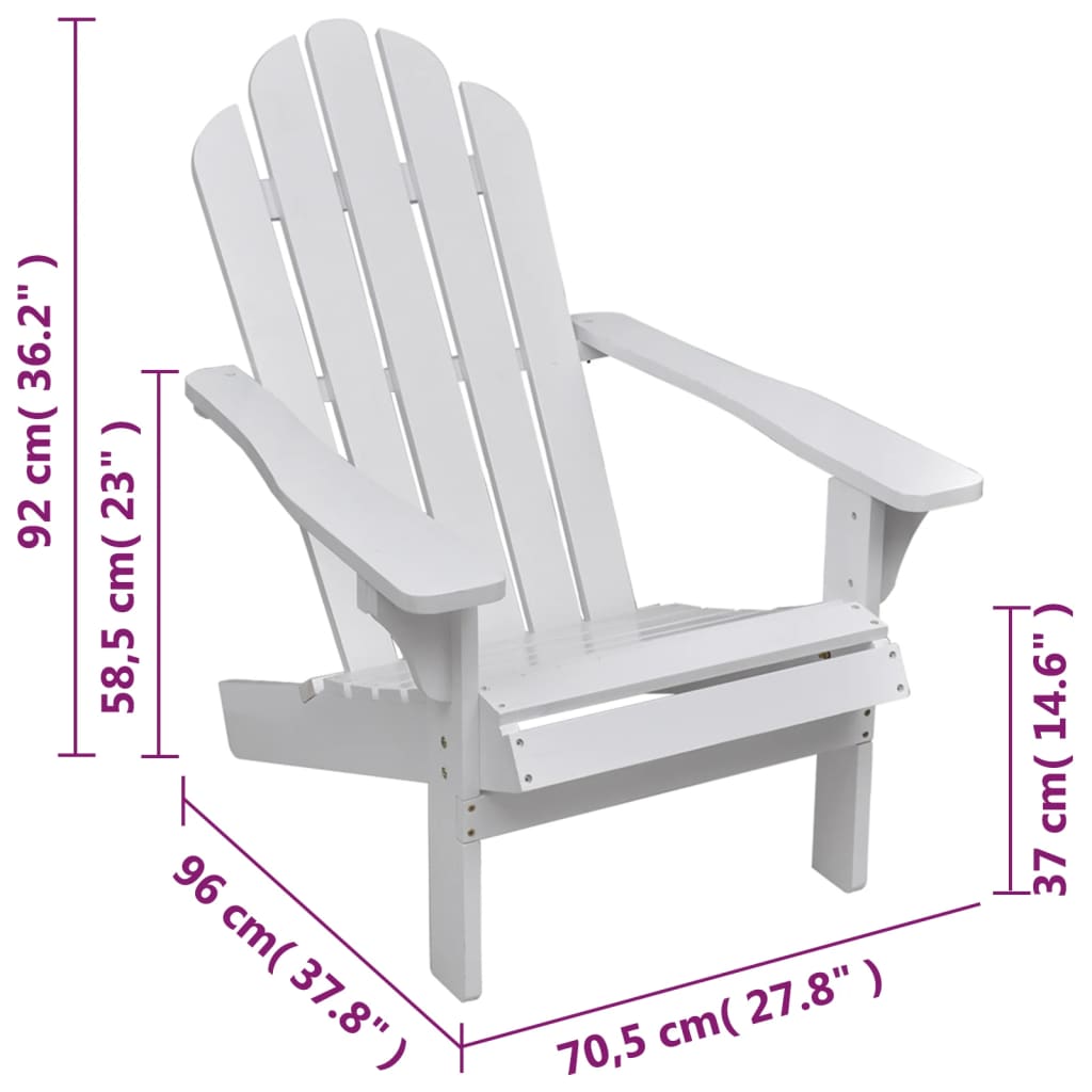 Patio Chair with Ottoman Wood White