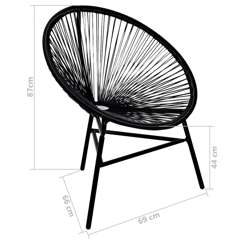 Patio Moon Chair Poly Rattan Black