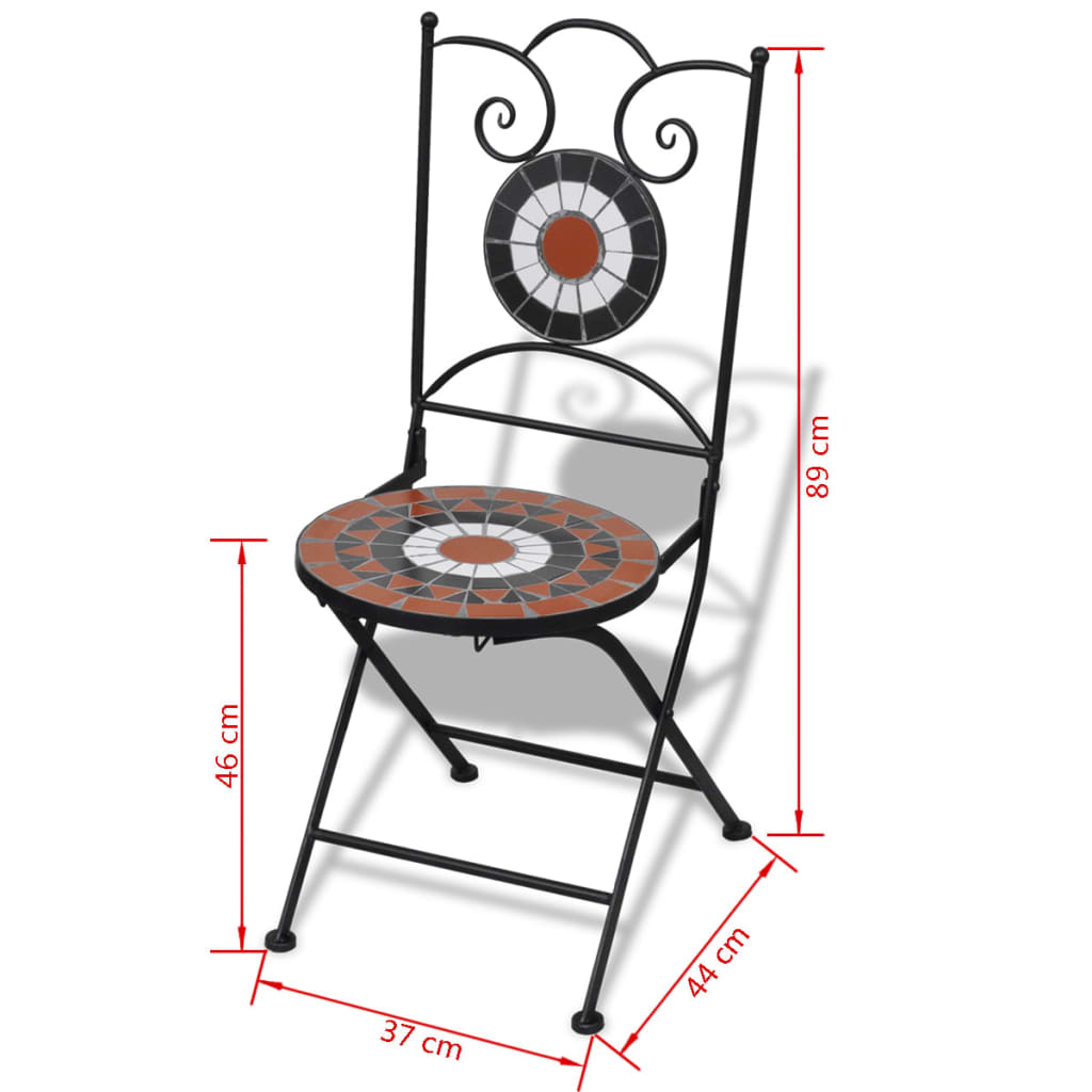 Folding Bistro Chairs 2 pcs Ceramic Terracotta and White