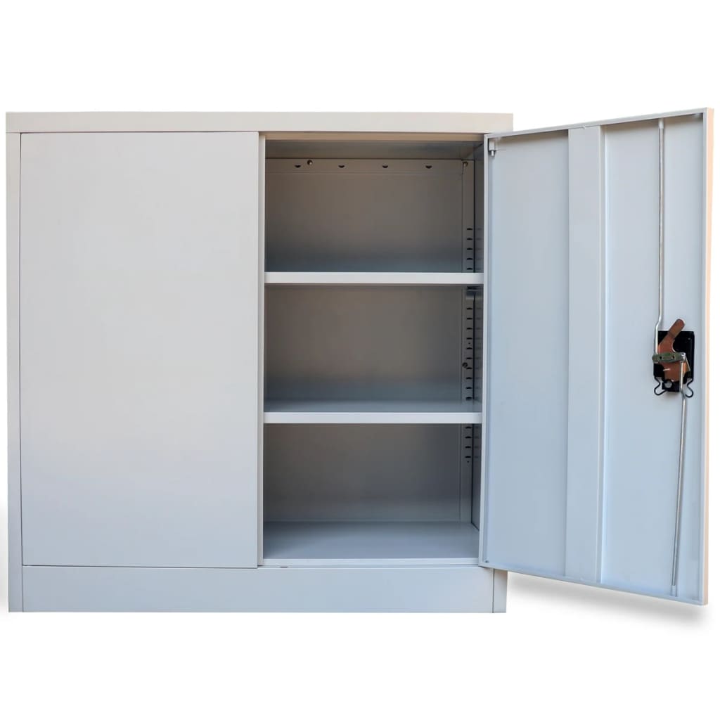 Office Cabinet with 2 Doors Gray 35.4” Steel
